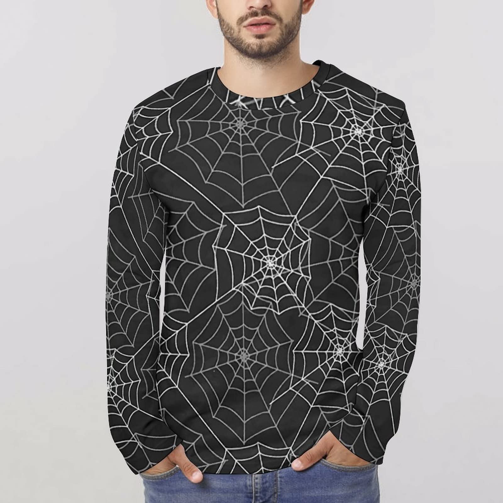 Amazon.co.jp: 長袖 Tシャツ メンズ 蜘蛛の巣 クモ柄 スパイダー